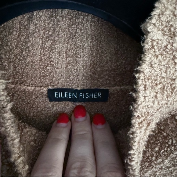 Eileen Fisher Boucle Teddy Mock neck Organic Cotton Pullover sweater beige - Picture 3 of 6